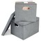 2 Pack Decorative File Boxes Storage with Lids, Filing Organizer Hanging Document Container, Gray, 15.4" x 12.4" x 10"